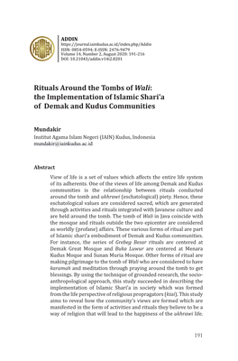 The Implementation of Islamic Shari'a of Demak and Kudus Communities