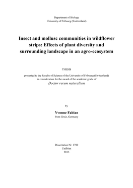 Insect and Mollusc Communities in Wildflower Strips: Effects of Plant Diversity and Surrounding Landscape in an Agro-Ecosystem