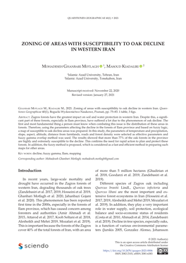 Zoning of Areas with Susceptibility to Oak Decline in Western Iran