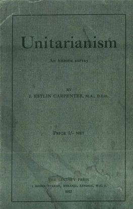 Unitarianism: an Historic Survey