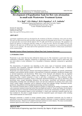 Development of Equalization Tank for Flow Rate Attenuation in Small Scale Wastewater Treatment System