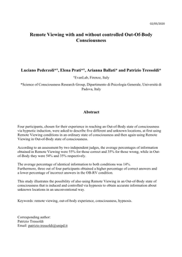 Remote Viewing with and Without Controlled Out-Of-Body Consciousness