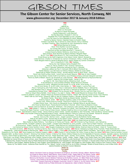 GIBSON TIMES the Gibson Center for Senior Services, North Conway, NH December 2017 & January 2018 Edition