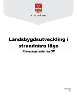 Landsbygdsutveckling I Strandnära Läge Planeringsunderlag ÖP