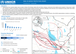 IRAQ: BI-WEEKLY PROTECTION UPDATE 25 December 2017 – 7 January 2018