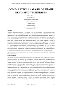 Comparative Analysis of Image Denoising Techniques