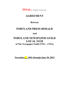 Agreement Portland Press Herald Portland