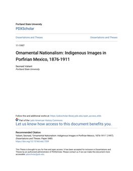 Indigenous Images in Porfirian Mexico, 1876-1911