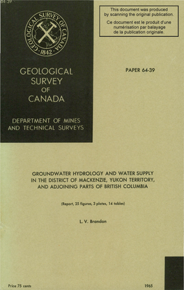 Paper 64-39 Groundwater Hydrology and Water