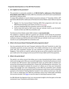 Frequently Asked Questions on Visa ABT Pilot Promotion 1