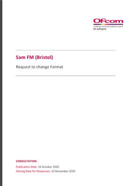 Sam FM (Bristol) Request to Change Format