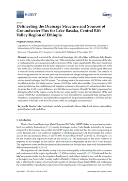 Delineating the Drainage Structure and Sources of Groundwater Flux for Lake Basaka, Central Rift Valley Region of Ethiopia