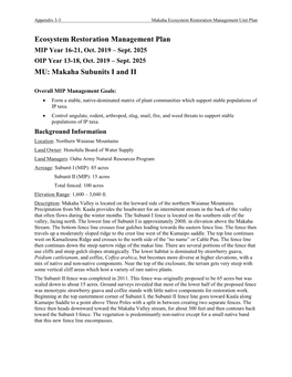 Appendix 3-3 Makaha Ecosystem Restoration MU Plan