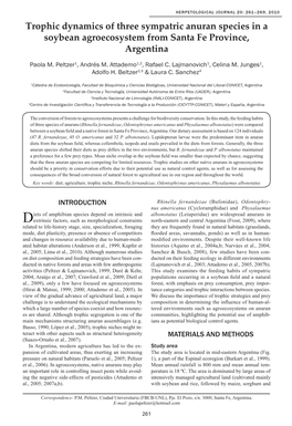 Trophic Dynamics of Three Sympatric Anuran Species in a Soybean Agroecosystem from Santa Fe Province, Argentina