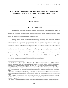 How the Fcc Suppressed Minority Broadcast Ownership, and How the Fcc Can Undo the Damage It Caused