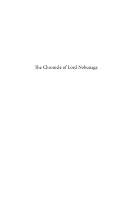 The Chronicle of Lord Nobunaga Brill’S Japanese Studies Library