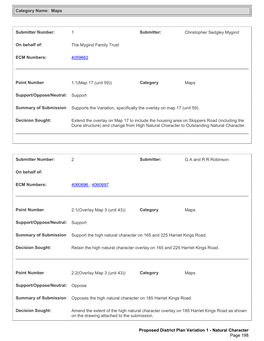 Category Name: Maps Submitter Number: 1 Submitter: Christopher Sedgley Mygind on Behalf Of: the Mygind Family Trust ECM Numbers