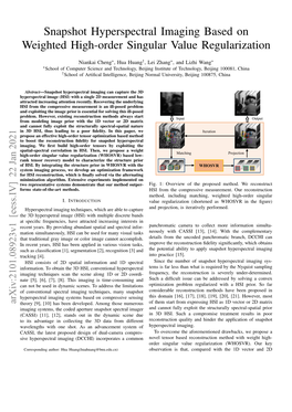 Snapshot Hyperspectral Imaging Based on Weighted High-Order Singular Value Regularization