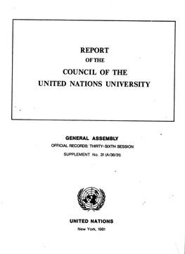 Report Council of the United Nations University