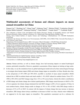 Multimodel Assessments of Human and Climate Impacts on Mean