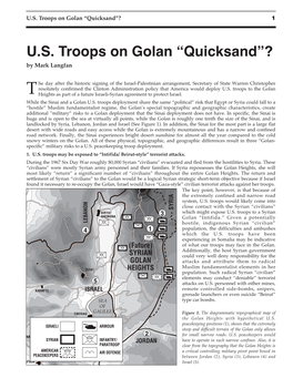 U.S. Troops on Golan “Quicksand”? 1