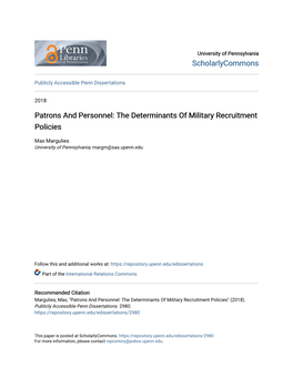 The Determinants of Military Recruitment Policies