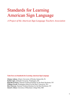 National ASL Standards (Approved)