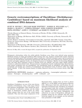 Generic Recircumscriptions of Oncidiinae (Orchidaceae: Cymbidieae) Based on Maximum Likelihood Analysis of Combined DNA Datasets