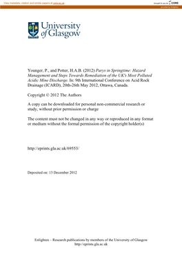 Acid Base Accounting Criteria Used in Prediction of Drainage Chemistry