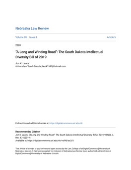 The South Dakota Intellectual Diversity Bill of 2019