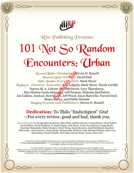 101 Not So Random Encounters: Urban