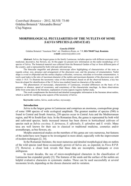 2012, XLVII: 73-80 Grădina Botanică “Alexandru Borza” Cluj-Napoca