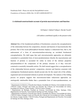 A Relational-Constructionist Account of Protein Macrostructure and Function