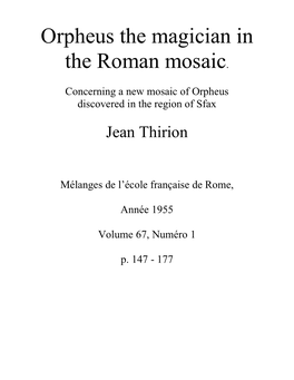 1955 Thirion Orpheus Mosaic ENGLISH