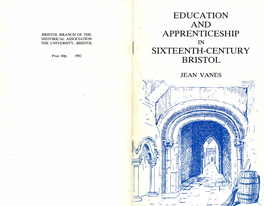 Education and Apprenticeship Sixteenth-Century Bristol