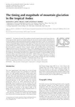The Timing and Magnitude of Mountain Glaciation in the Tropical Andes