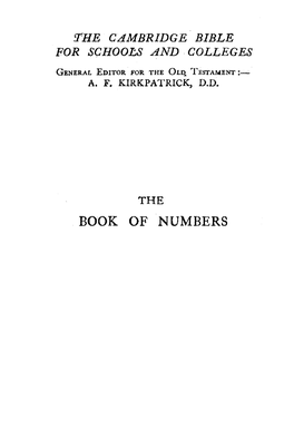 BOOK of NUMBERS T!Rambritigr: PRINTED by JOHN CLAY, M.A