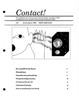 • Contactl Une Publication De (A·.Communaute Electroacoustique C.Anadienne (CEC) a Publication Ofthe Canadian Electroacoustic Community (CEC)