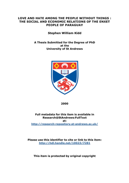 Stephen William Kidd Phd Thesis