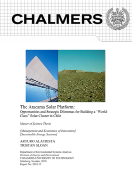 The Atacama Solar Platform: Opportunities and Strategic Dilemmas for Building a “World- Class” Solar Cluster in Chile