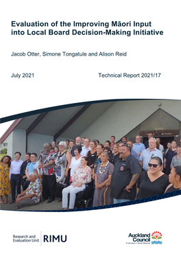 Evaluation of the Improving Māori Input Into Local Board Decision-Making Initiative