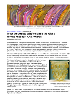 Meet the Artists Who've Made the Glass for the Missouri Arts Awards