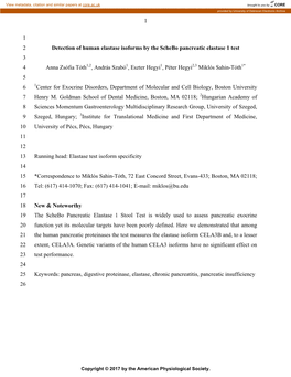 Detection of Human Elastase Isoforms by the Schebo Pancreatic