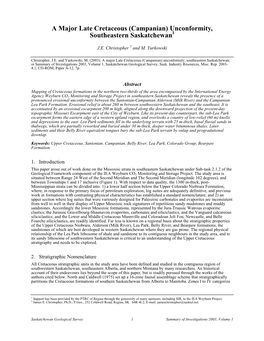 A Major Late Cretaceous (Campanian) Unconformity, Southeastern Saskatchewan1