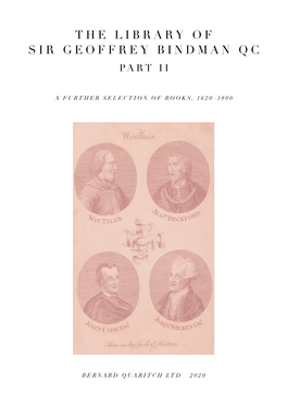 The Library of Sir Geoffrey Bindman Part II, 1620-1800