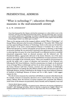'What Is Technology?': Education Through Museums in the Mid