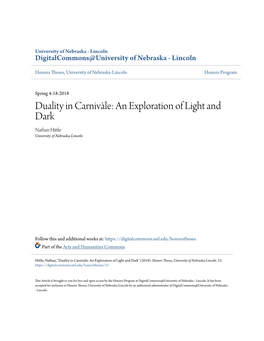 Duality in Carnivàle: an Exploration of Light and Dark Nathan Hittle University of Nebraska-Lincoln