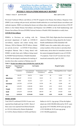 Weekly Field Epidemiology Report