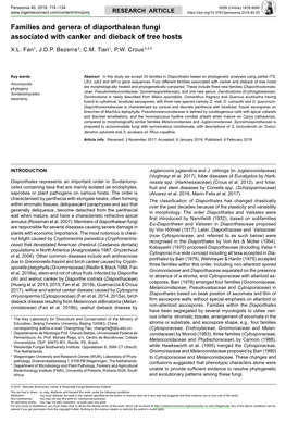 Families and Genera of Diaporthalean Fungi Associated with Canker and Dieback of Tree Hosts