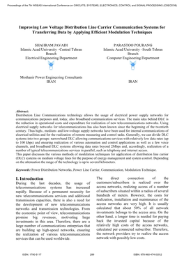 Improving Low Voltage Distribution Line Carrier Communication Systems for Transferring Data by Applying Efficient Modulation Techniques